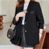 Autumn Women's Suit Coat Designer Button Jacket Fashion Matching Inverted Triangle Letter Long Suit Nylon Jacket Top Suit