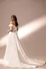 Zarif bir çizgi kadın gelinlik kapalı omuz kolsuz gelinlikler yay süpürme tren elbisesi özel yapım vestidos de novia