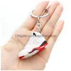 Keychains & Lanyards Fashion Creative Mini 3D Basketball Shoes Keychains Stereoscopic Model Sneakers Enthusiast Souvenirs Keyring Car Dhses