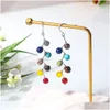 Lampadario pendente Jln Sette Chakra Pietra Occhio Orecchino 6Mm Ametista Lapis Tigre Fatti a mano Yoga Guarigione Orecchini Gioielli Regalo Per D Dhnqh