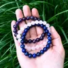 Link Armbänder Großhandel Natürliche Edelsteine Femme Armband 8mm Lapislazuli Stapeln Rosenquarz Drei Chakra Healing Perlen