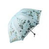 Guarda-chuvas -Folding Flower Umbrella Mulheres Três Dobráveis Personalizado Lace Parasol Decoração