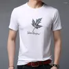 Męskie koszule Koreańskie mody Mężczyźni drukuj pullover T-shirt Summer krótki rękaw męskie ubrania Podstawowe dno Slim Sports Casual Tops 2024