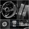 Interiördekorationer Nya blingbiltillbehör 5 Färg Diamond ratter på säkerhetsbältet Kudde Skift Knopp Push Start -knappdekor Dhug0
