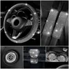 Interior Decorations New Bling Car Accessories 5 Color Diamond Steering Wheel Er Seat Belt Cushion Shift Knob Push Start Button Decor Dhug0