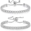 Set di bracciale Bracciale da tennis con coulisse singola doppia fila di diamanti in zirconi bianchi