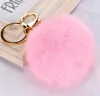 Véritable boule de fourrure de lapin porte-clés doux belle or métal porte-clés Pom Poms en peluche voiture porte-clés sac boucles d'oreilles accessoires ZEYQ2S22