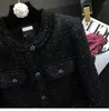 Costumes pour femmes automne hiver costume manteau court col rond noir Tweed tempérament Cassic Blazers