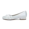 Dress Shoes Women Flats Heel Round Head Handmade Pearl Lace Flower Wedding Bridal Bridesmaid Daily Wide Foot Lady Low Thick Heels 2cm