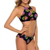 Bademode Sugar Skull Ombre Bikini Badeanzug Halloween Skulls Art High Leg Fashion Trendy Bademode Rave Zweiteiliger Badeanzug mit großer Brust