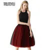 Dresses Gothic 7 Layers 65cm Mix Colors Tutu Tulle Skirt Women Streetwear High Waist Pleated Midi Skirts Spudniczki Jupe Rokken Faldas
