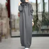 Etniska kläder 2024 Huva Draw Rope Muslim Hijab Abaya Lose Long Sleeve Abayas Women Dubai Kaftan Turkish Modesty Robe Jilbab