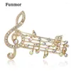 Broches Funmor Note de musique grande pour les femmes écharpe en cristal autrichien Clips de manteau épingles icône bijoux robe de soirée Broche décoration