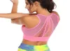 Nieuwe naadloze sportbeha fitness dames racerback running holle crop tops roze workout gewatteerde yoga high impact activewear7013372