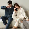Çift Pijama Erkek ve Kadın Pamuk Tatlılığı Dönüşü Yataklar Uzun Kollu Pantolon Pijama Setleri Sağlam Sonbahar Kış Nightwear Suit 240307