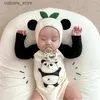 Jumpsuits Summer Noworodka Baby Panda Ubrania z kapeluszem 2PCS/Set One Piece Jumpsuits Kidss Downiss Baby Rompers L240307