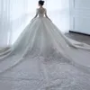 Ilusión Corpiño Mangas cortas Una línea Vestidos de novia Apliques de encaje con cristales Tren de barrido Tallas grandes Vestido de novia vestido de novia