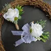Decorative Flowers 2Pcssimulation Wedding Corsage Bridesmaid Man High-End Welcome Flower White Rose Wrist Men's