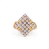 14K Solid Gold äkta Pave Diamond Square Forme Förlovningsring Gul bröllop gåva Fina smycken Tillverkare