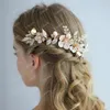 ヘアクリップ豪華なヨーロッパとアメリカンスタイルのアロイフローラルトリムチャックヘアピンセットブライダルティアラウェディングドレスアクセサリー