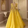 Urban Sexy Dresses 2023 Aso Ebi Yellow A-line Prom Dress Lace Beaded Evening Formal Party Second Reception Birthday Bridesmaid Engagement Gowns Q240307