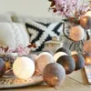 Strängar USB Colorfull Cotton Garland LED Balls Christmas String Holiday Lights For Home Decoration Wedding Fairy Bedroom Decor