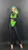 Stage Wear Sexy Black Jumpsuit With Green Beaded Accessories Singer Dancer Performance Show Jazz Dance Costume Set