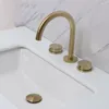 Wastafelkranen Geborsteld Goud Wastafel Kraan Messing Mengkraan Wijdverspreide Rotatie Wassen 3 Gaten Toilet