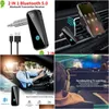 Car Bluetooth Kit New Bluetooth 5.0 Transmitter Receiver 2 In1 Wireless Adapter 3.5mm O Stereo Aux for Music Hands Drop Delive DHCW8