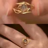 Cluster Ringen Kristal Kraal Goud Kleur Holle Bamboe Ring Voor Vrouwen Meisje Bruiloft Sieraden Eenvoudige Charme Elegante Open Vinger W421