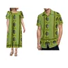 Party Dresses Custom Women's Dress Men's Shirt Polynesian Vintage Couple Tribal Ethnic Style Pattern Print Big Man