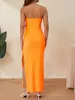 Casual Dresses Womens BodyCon Midi Dress Fashion Axless Twist Front Contrast Color Tube Street Style STYNE