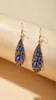 Dangle Chandelier Vintage Bohemian Water Drop Shape Earrings For Women Personality Alloy Blue Crystal Female JewelryDangle4201057