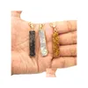 Hänge halsband jln druzy agate long bar rec hänge geode kvarts stenhängen med mässingskedja smycken för män droppleverans jude dh8ng