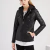 Jackor Nya år 2023 Hösten Winter Faux Leather Jackets för kvinnor Fashion Hooded Black Coats and Jacket Female Pu dragkedja ytterkläder