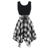 Vestidos casuales Vestido para mujer Elegante Lace Up Party Mujeres Verano Preppy Cross Plaid Mini Holiday Ropa gótica Sundress Vestidos