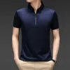 Summer Mens Ice Silk Cool Polo Short Sleeve T-shirt Duża cienka koszulka Krótkie rękawowe koszulka Polo Business Casual Shirt 240307