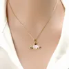 Korean Fashion Income Opal Heart Pendant 14k Yellow Gold Necklace for Women Personality Angel Wings Heart Necklace Jewelry Gift 2024