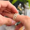 Offre spéciale bague de mariage Moissanite personnalisé hommes cubain 14k or jaune