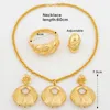 Necklace Earrings Set Italian Gold Plated Jewelry For Women Round Design Drop And Pendant Party Bangle Ring Engagement