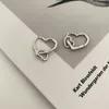 Hoepel Oorbellen 925 Verzilverd Piercing Kwastje Dubbele Hart Oorbel Voor Vrouwen Meisjes Party Bruiloft Sieraden E775