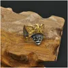 Bandringen Roestvrij Staal Heren Bikerringen Amerikaans Titanium Eagle Retro Goud Sier Voor Heren S Mode-sieraden Accessoires Drop Delive Dhatb