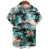 Chemises décontractées pour hommes Hommes Hawaii Mode d'été 3D Hommes Plage Cocotier Imprimé Vêtements 2024 Tops
