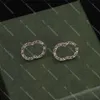 Leuke diamanten designer oorstekers dubbele letter kristallen oorbellen stempels oordruppels cadeau dagelijkse sieraden met doos