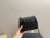 Lyxdesigner axelväskor Pearl Chain Fang Fatty Handväskor Fashion Shopping Satchels Totes Leather Crossbody Messenger Bag Flap Purses Black Plånbok Portfölj