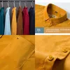 Camicia di flanella di puro cotone al 100% Camicie eleganti da uomo casual a maniche lunghe con vestibilità regolare per uomo Comodo tasca S-7XL 240307