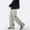 Houzhou Cargo Pants Men Zipper特大の広い脚のズボン男性ストリートウェアヒップホップカジュアル韓国の日本のポケットサファリスタイル240228