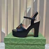 Platform heels Sandals heeled 12cm Chunky Block heels open-toe Ankle buckle sandal women's luxury designers Hollowed out decoration pretty evening Party shoes