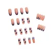 False Nails 24sts Love Heart Printed Nail Lim Type avtagbar lång stycke mode droppleverans Dh67k