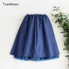 skirt Streetwear 6 Layers 65cm Midi Pleated Skirt Women Gothic High Waist Tulle Skater Skirt rokjes dames ropa mujer 2020 jupe femme